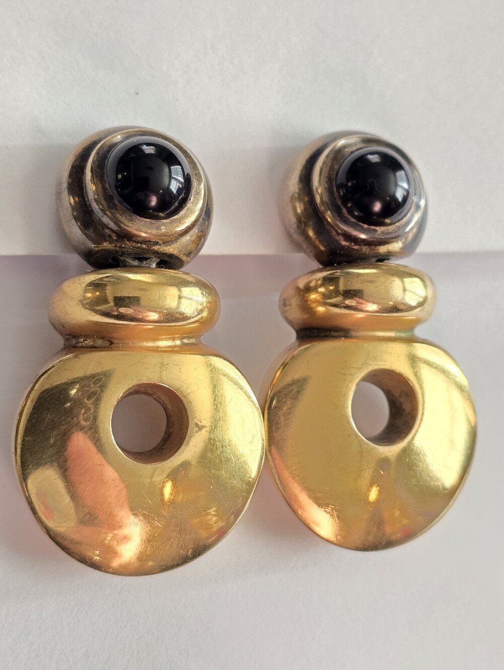 Vintage earrings by Steve Vaubel moderist bold statement gold silver clip on